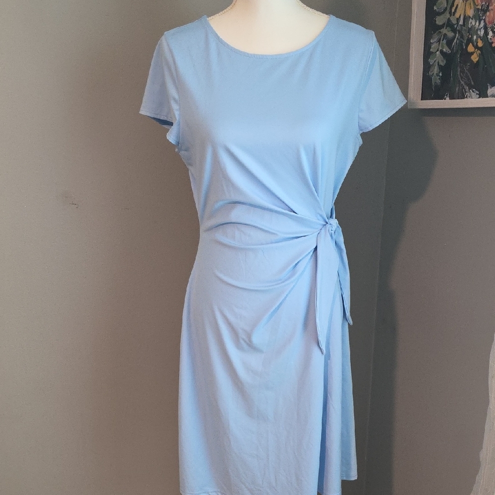 Croft & Barrow Sky Blue Mini Dress with Side Knot Size Medium